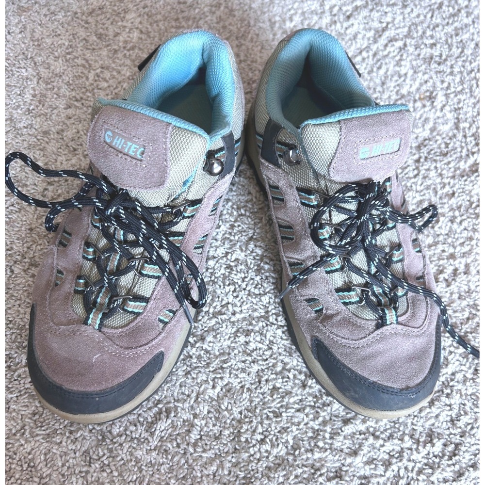 Hi-Tec Bandera Low Waterproof Hiking Boots in Taupe/Dusty Mint SZ 7.5‎